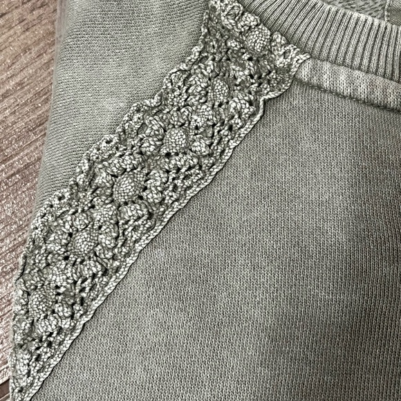 Aerie Hey Crochet Olive Green Sweatshirt - Picture 5 of 6